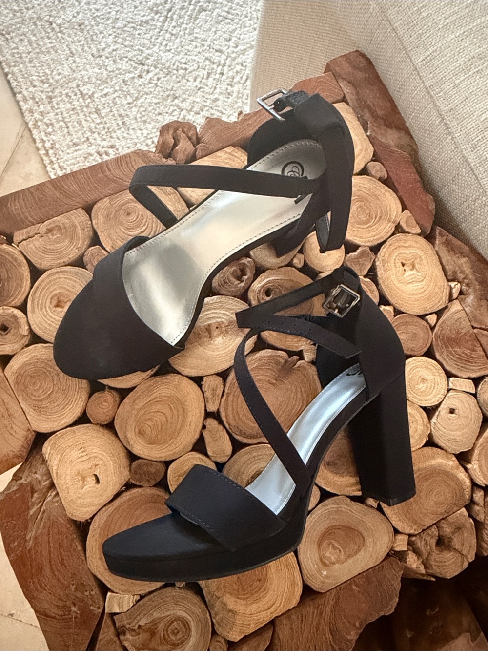Women’s Black Strappy Block Heel Sandals